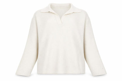 Mango Women's Ivory Collared Ribbed Pullover Jumper L