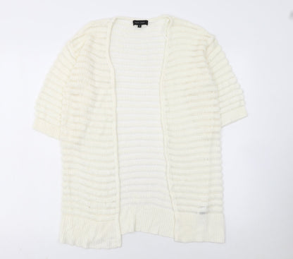 New Look Women's Ivory Short Sleeve Open Knit Cardigan Size S