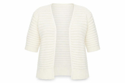 New Look Women's Ivory Short Sleeve Open Knit Cardigan Size S
