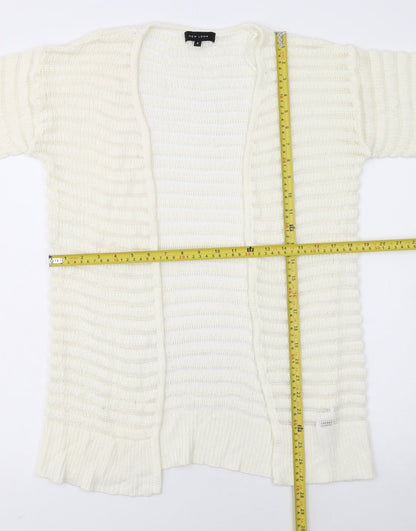 New Look Women's Ivory Short Sleeve Open Knit Cardigan Size S