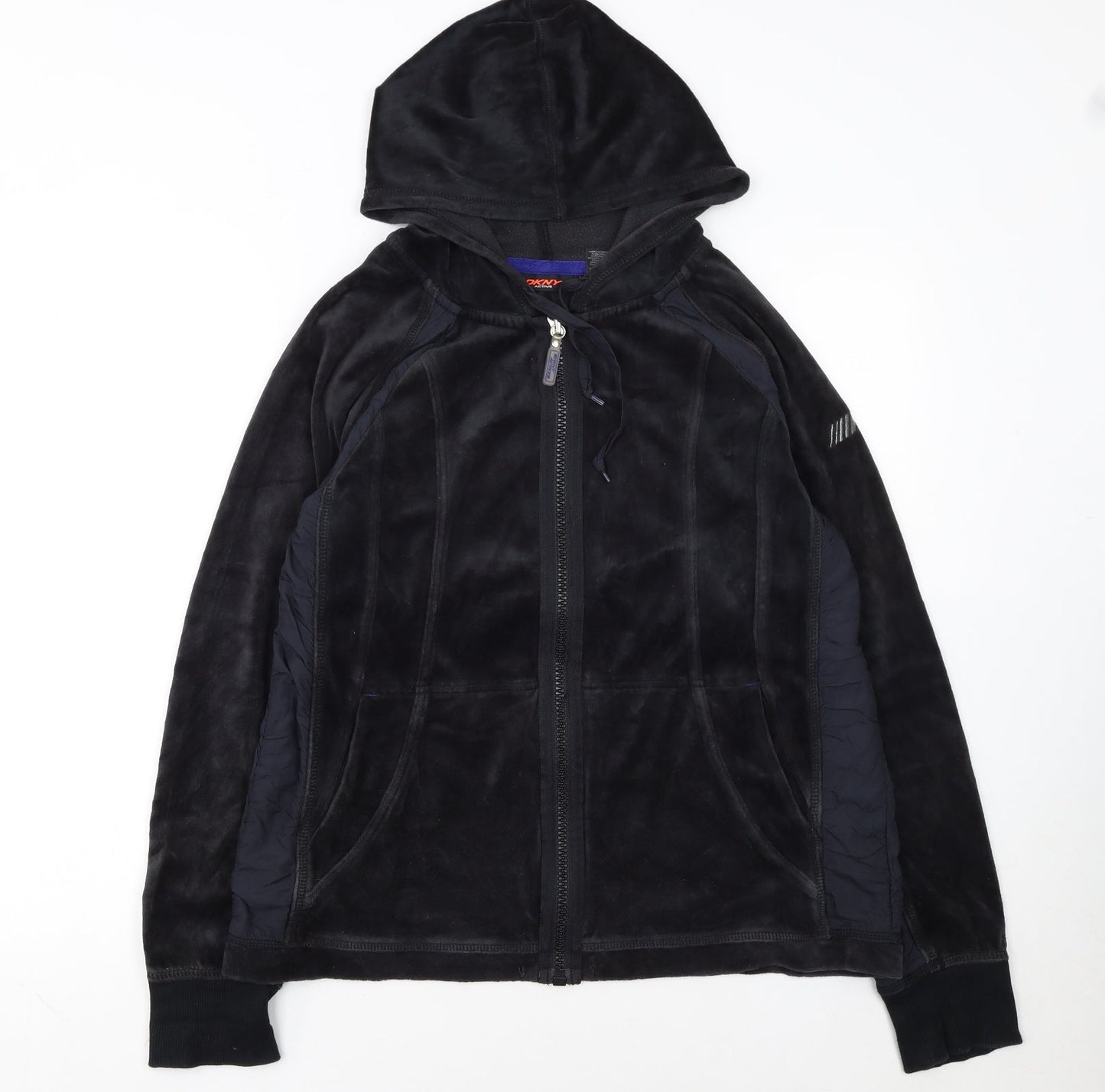 DKNY Active Women Black Full Zip Hoodie XL Fleece Zip Front Casual