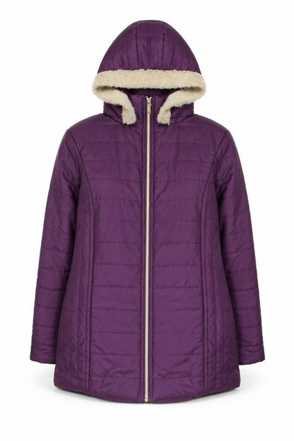Nathalie Andersen Womens Purple Hooded Puffer Coat Size M