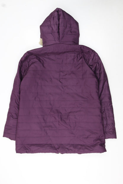 Nathalie Andersen Womens Purple Hooded Puffer Coat Size M