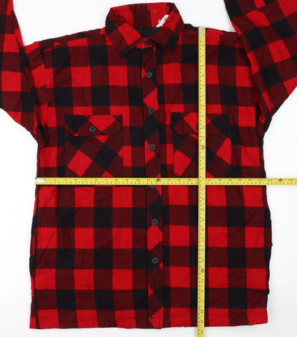 H Valentino Men's Red Check Flannel Cotton Lined Jacket Size M