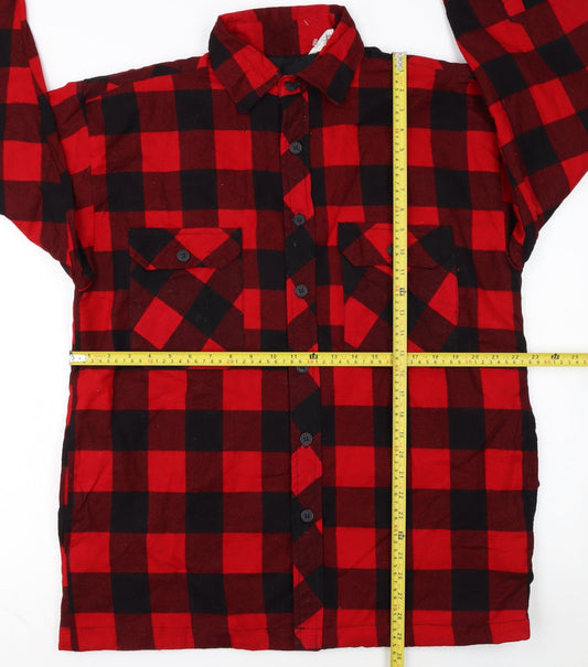 H Valentino Men's Red Check Flannel Cotton Lined Jacket Size M