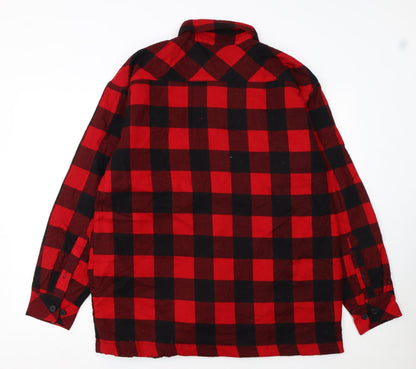 H Valentino Men's Red Check Flannel Cotton Lined Jacket Size M