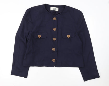I.Q. Women's Navy Blue Suit Jacket Size 18 Classic Long Sleeve