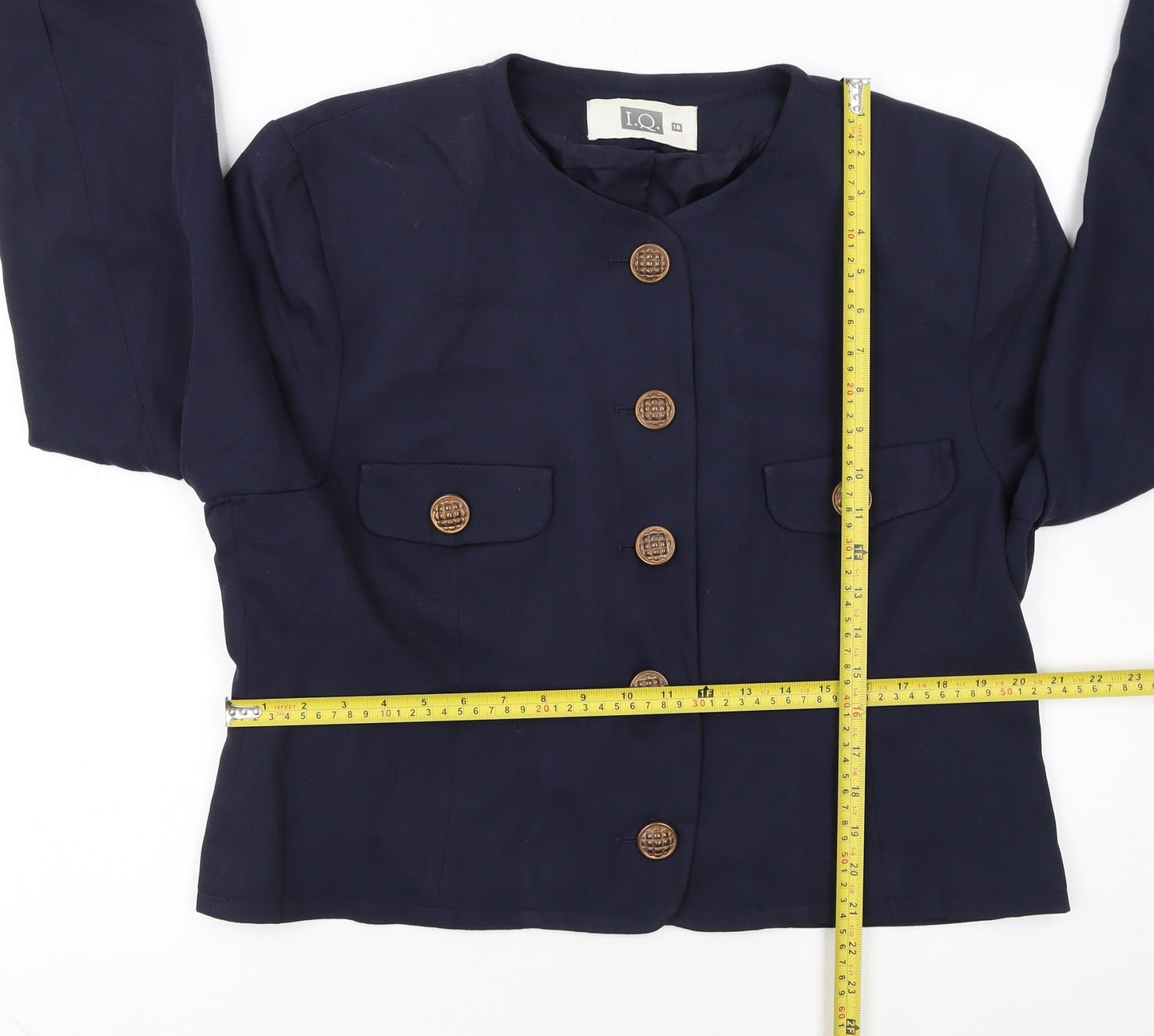 I.Q. Women's Navy Blue Suit Jacket Size 18 Classic Long Sleeve
