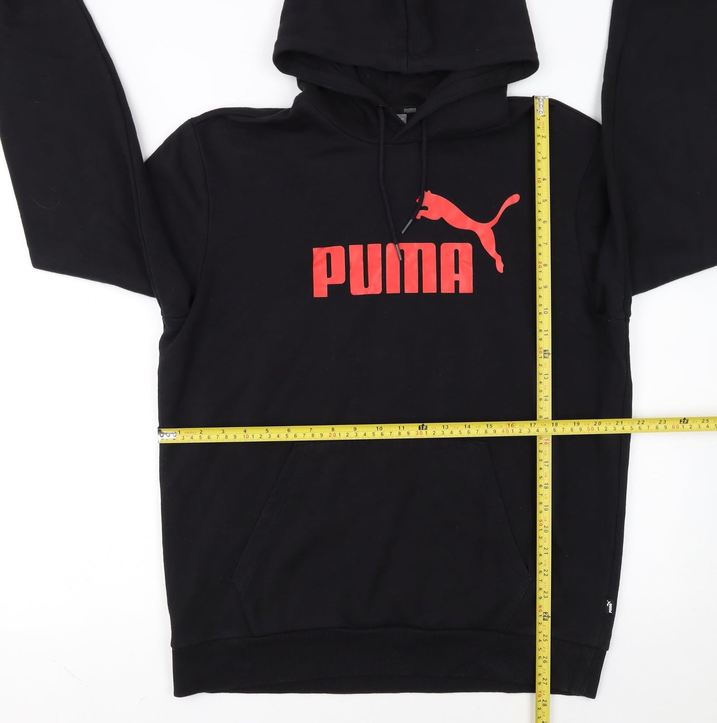 Puma Men's Black Pullover Hoodie Large Logo Sweatshirt