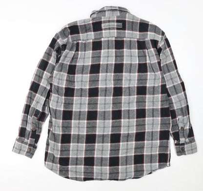 Duluth Trading Co Men's Grey Check Flannel Button-Up Shirt M Regular Fit