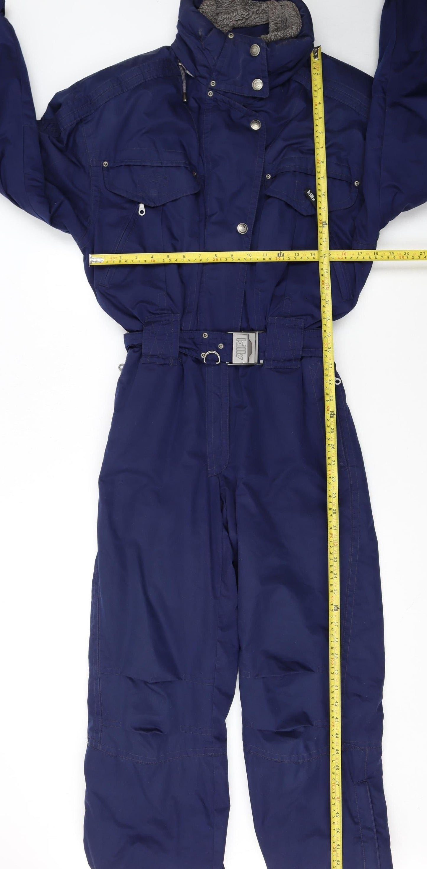 Killy Women's Blue Ski Jacket One Piece Size 12 Winter Insulated Belted