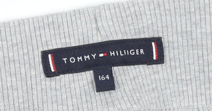Tommy Hilfiger Boys Grey Jogger Trousers Size 164 Cotton Blend