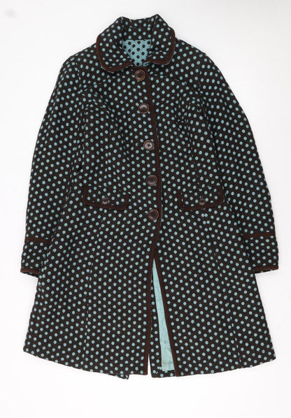 Boden Women’s Brown Polka Dot Wool Blend Mid-Length Coat Size 10