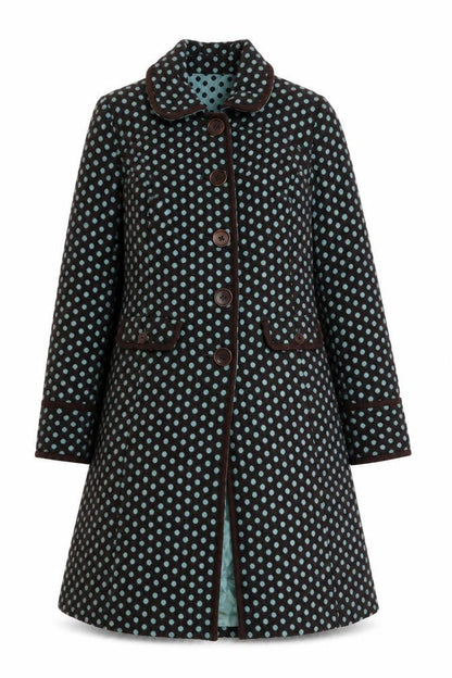 Boden Women’s Brown Polka Dot Wool Blend Mid-Length Coat Size 10