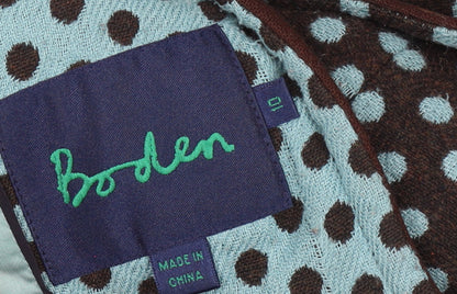 Boden Women’s Brown Polka Dot Wool Blend Mid-Length Coat Size 10