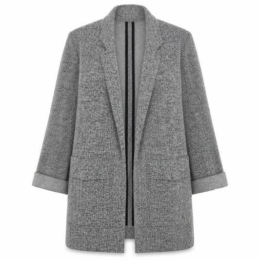Topshop Maternity Grey Herringbone Longline Blazer Jacket UK 10