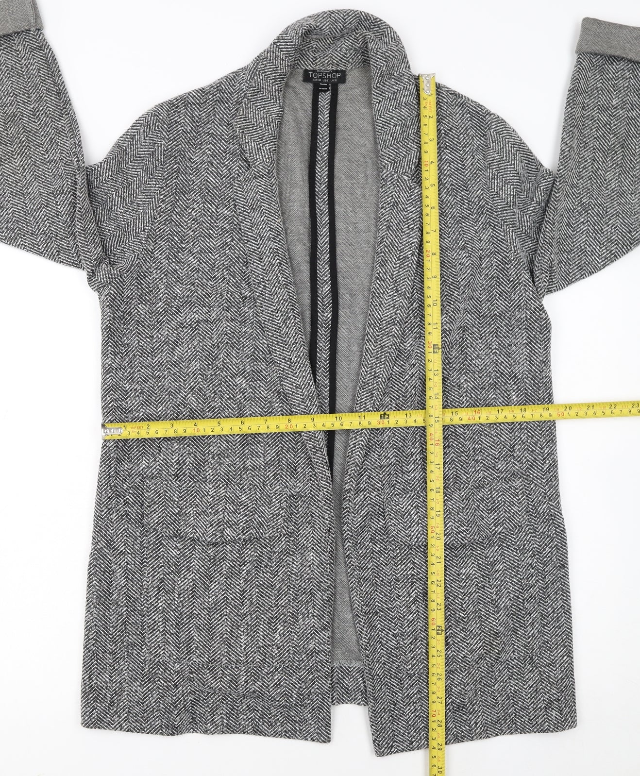 Topshop Maternity Grey Herringbone Longline Blazer Jacket UK 10