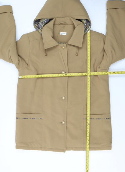 Damart Women's Beige Hooded Mid-Length Rain Coat Size 18