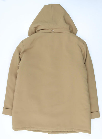 Damart Women's Beige Hooded Mid-Length Rain Coat Size 18