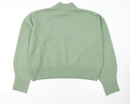& Other Stories Womens Green Mock Neck Wool Blend Jumper M