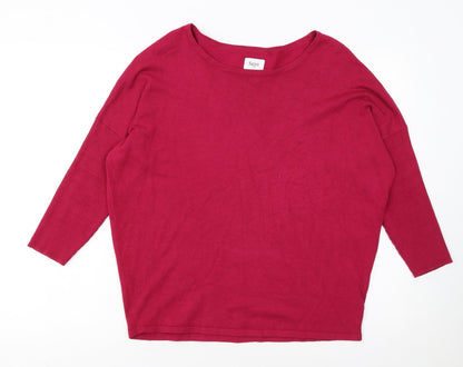 Saint Tropez Women’s Red Boat Neck 3/4 Sleeve Knit Jumper M