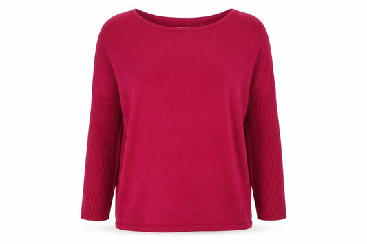 Saint Tropez Women’s Red Boat Neck 3/4 Sleeve Knit Jumper M