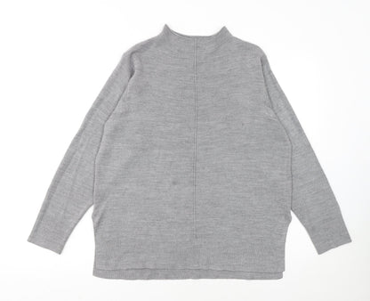 Marks and Spencer Women's Grey Mock Neck Knit Jumper Size M