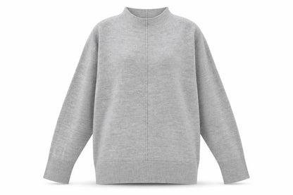 Marks & Spencer Women's Grey Mock Neck Knit Jumper Size M