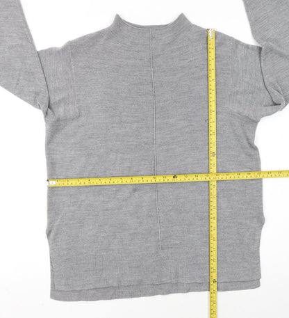Marks and Spencer Women's Grey Mock Neck Knit Jumper Size M