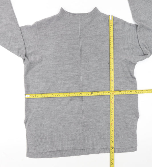 Marks and Spencer Women's Grey Mock Neck Knit Jumper Size M