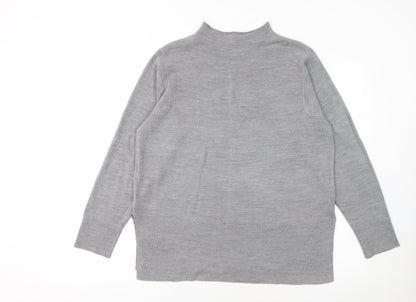 Marks and Spencer Women's Grey Mock Neck Knit Jumper Size M