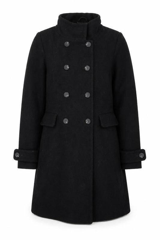 Next Womens Black Wool Blend Pea Coat UK 10 Classic Mid-Length