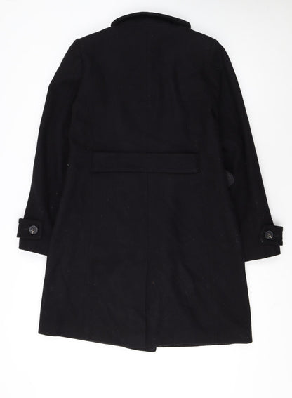 Next Womens Black Wool Blend Pea Coat UK 10 Classic Mid-Length