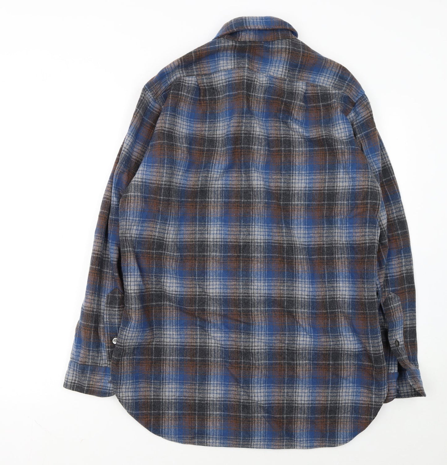Pendleton Women Blue Plaid Wool Flannel Button-Up Shirt Size 16