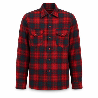 Sport Togs Men Red Wool Plaid Flannel Button-Up Shirt S Vintage