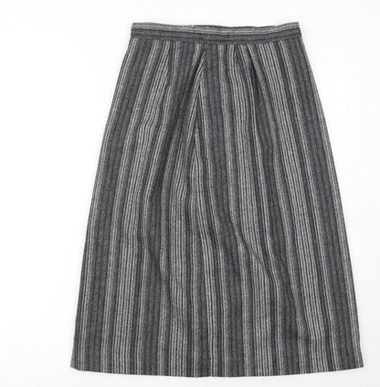 Peabody House Girls Grey Striped Wool Blend A-Line Knee Length Skirt 9-10 Years
