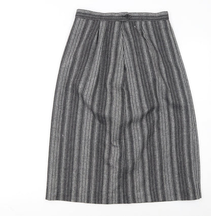 Peabody House Girls Grey Striped Wool Blend A-Line Knee Length Skirt 9-10 Years