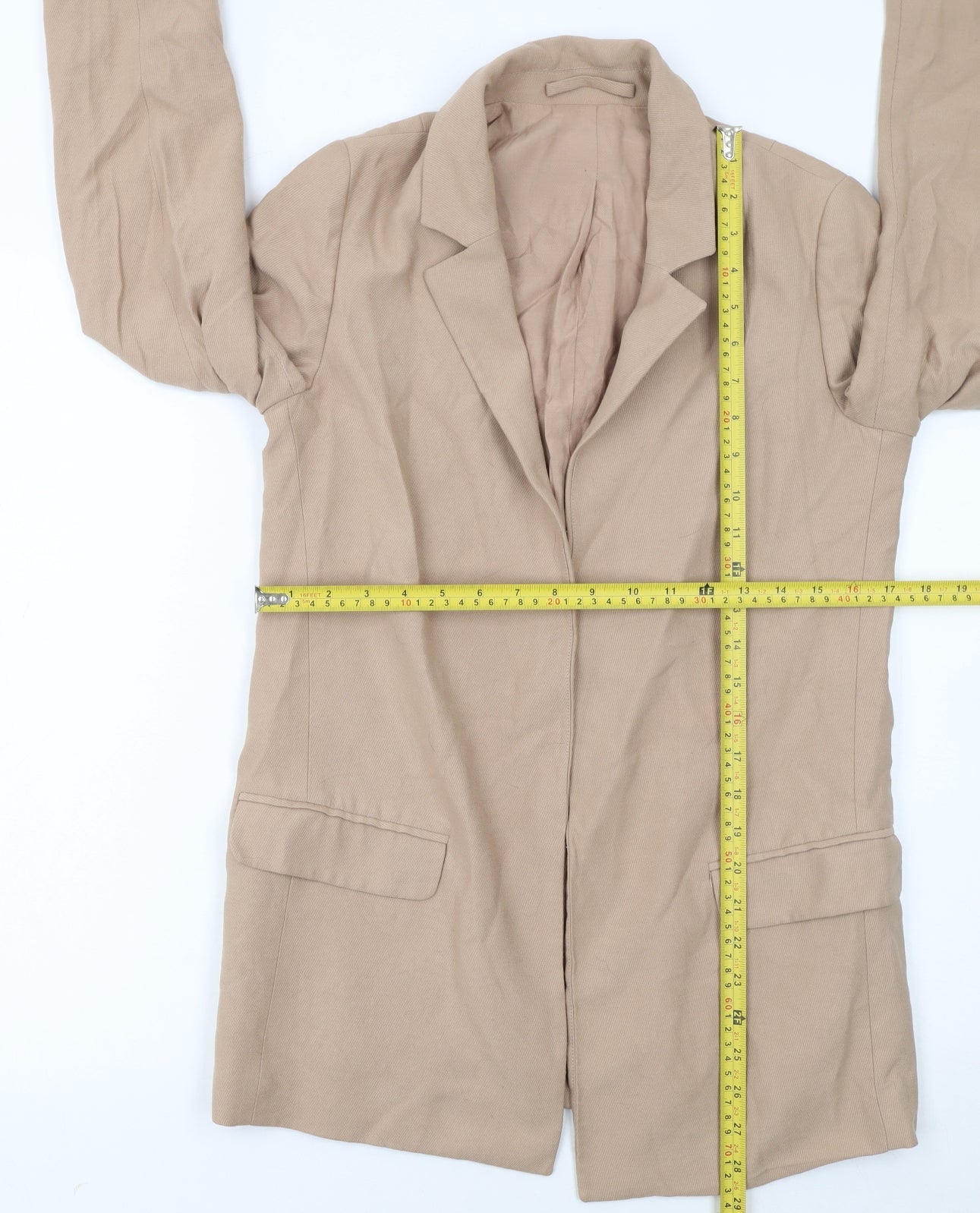 AllSaints Women Beige Viscose Classic Single-Breasted Blazer UK 8
