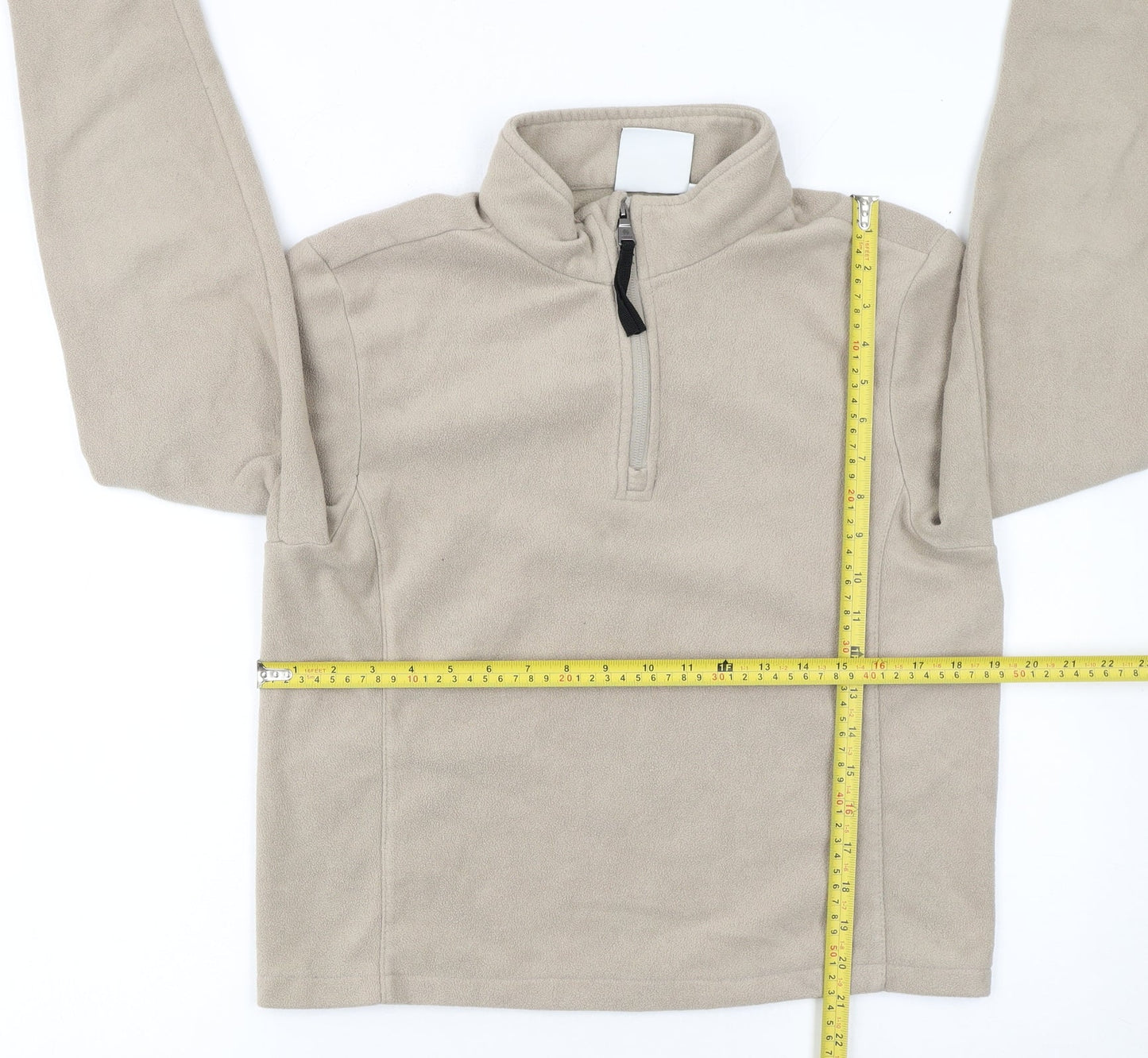 TOG24 Women Beige Fleece 1/2 Zip Pullover Sweatshirt S