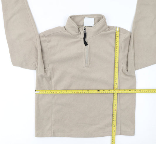 TOG24 Women Beige Fleece 1/2 Zip Pullover Sweatshirt S