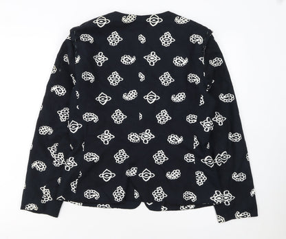 Medici by Gill Harvey Women's Black Embroidered Cotton Blazer Size 10