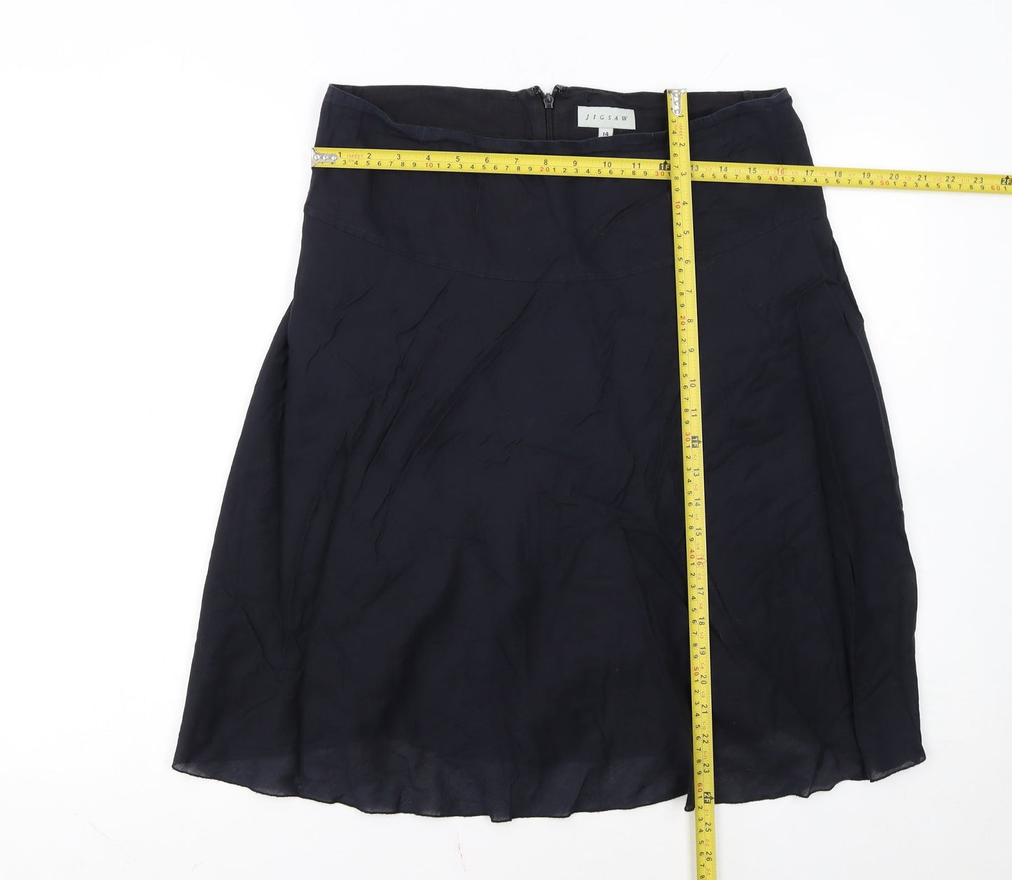 Jigsaw Womens Black Silk A-Line Knee Length Skirt Size 14