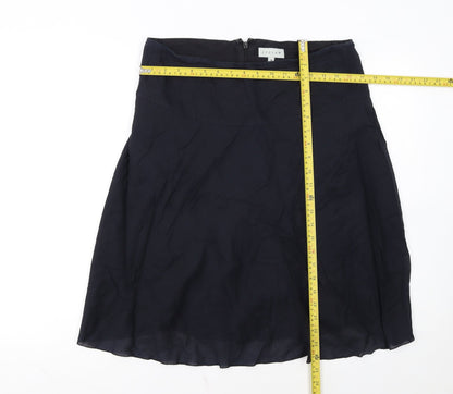 Jigsaw Womens Black Silk A-Line Knee Length Skirt Size 14
