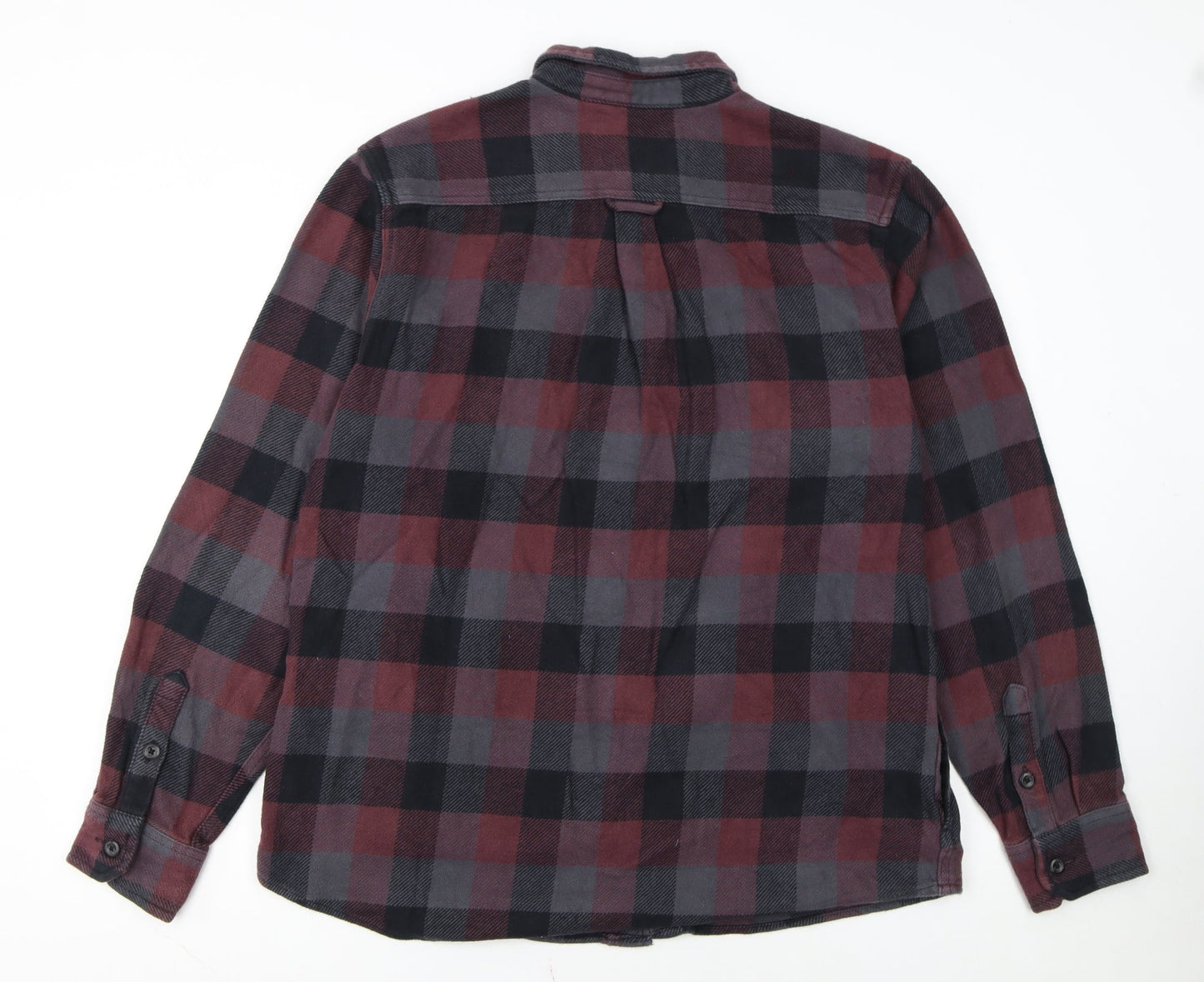 Orvis Men's Red Check Flannel Button-Up Shirt Size L Regular Fit