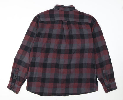 Orvis Men's Red Check Flannel Button-Up Shirt Size L Regular Fit