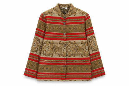 Leslie Fay Womens Multicoloured Jacquard Blazer Size 8 Classic Fit