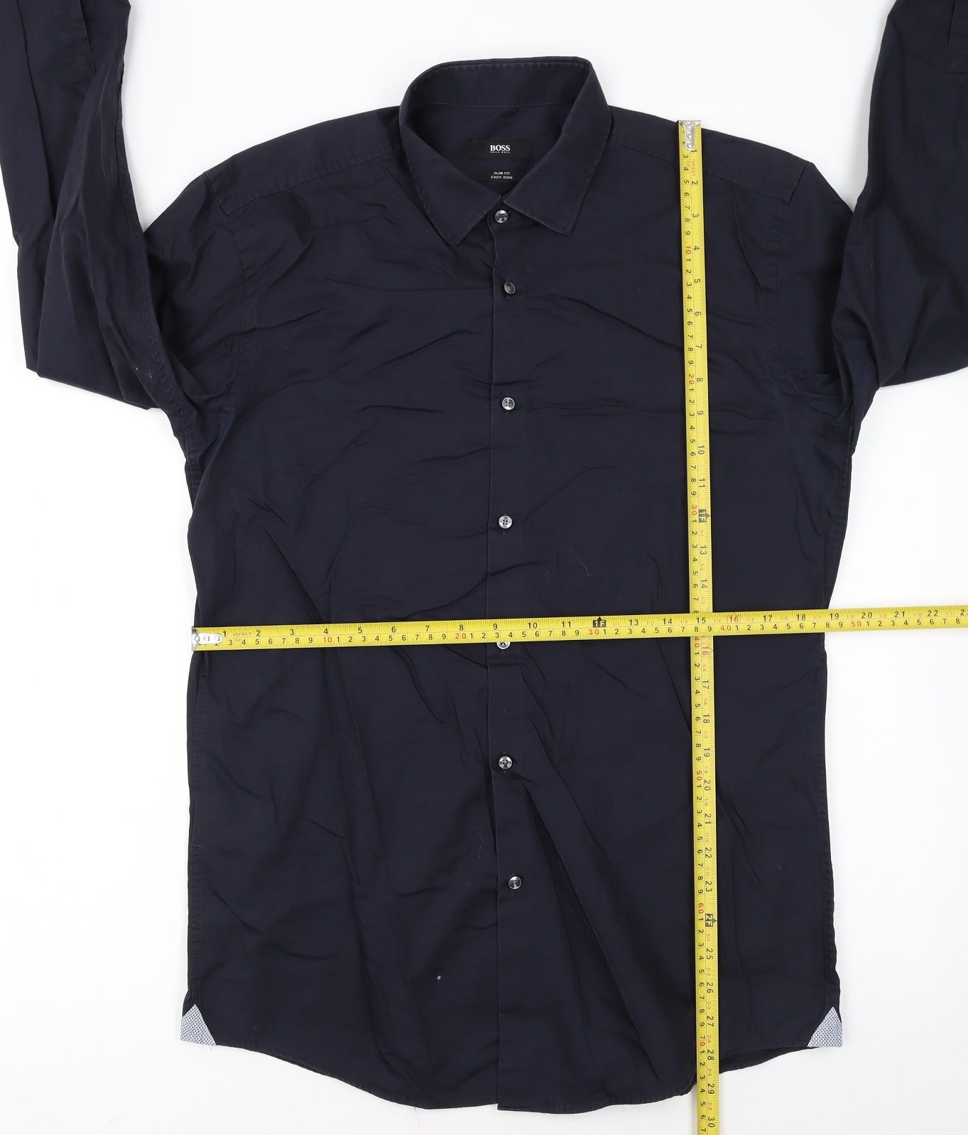 Hugo Boss Men's Blue Slim Fit Long Sleeve Button-Up Shirt Size 16