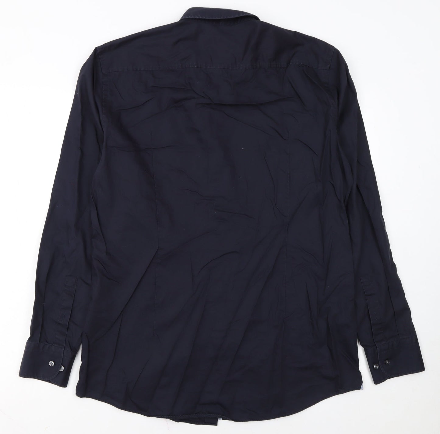 Hugo Boss Men's Blue Slim Fit Long Sleeve Button-Up Shirt Size 16