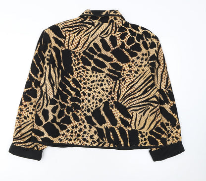 Jacqueline Lauren Womens Beige Black Animal Print Cotton Blazer M