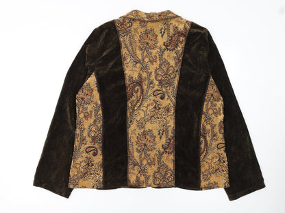Alex Evenings Women's Brown Paisley Velvet Trim Blazer M